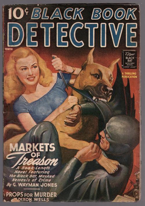 Black Book Detective Winter 1944 Dog Attack Black Bat Cvr - Pulp