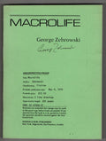 Macrolife by George Zebrowski (Uncorrected Proof) Signed