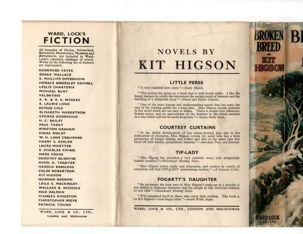 Broken Breed by Kit Higson (First Edition) Ward File Copy