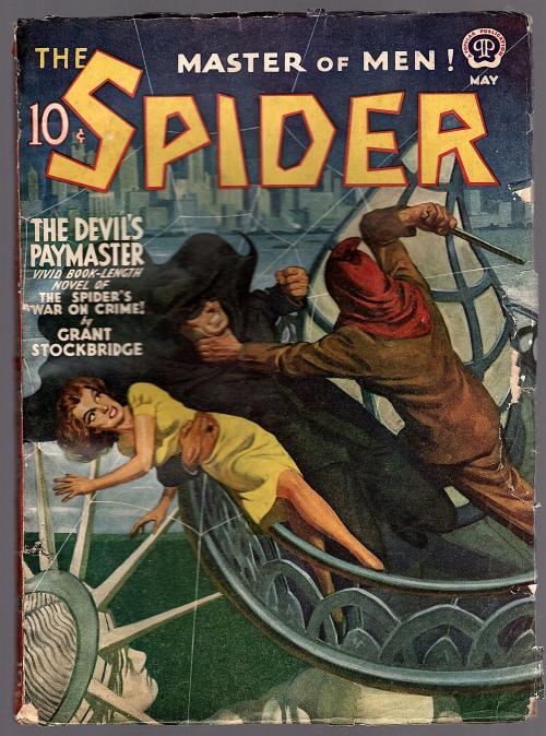 The Spider May 1941 Spider vs Villain on the  Statue of Liberty