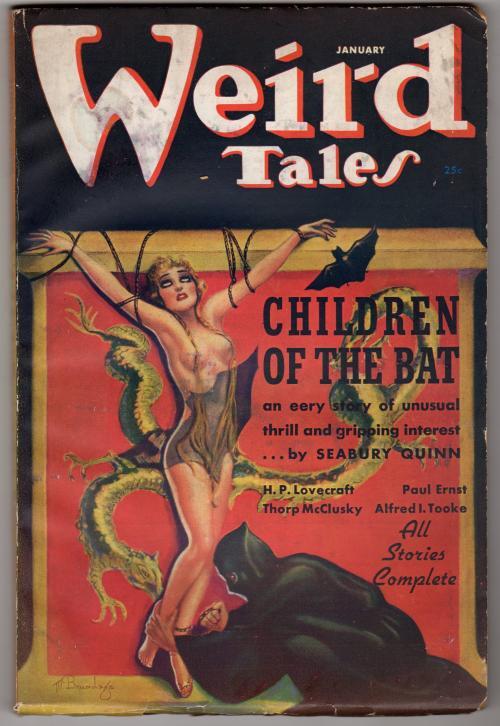 Weird Tales Jan 1937 M. Brundage wild bondage Cvr; Lovecraft; Quinn; Seabury