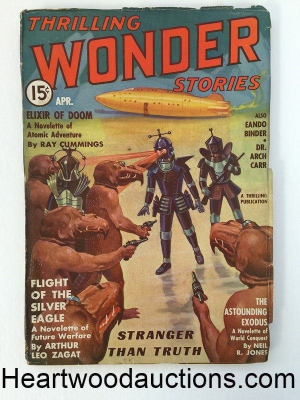Thrilling Wonder April 1937 Eando Binder, Ray Cummings - High Grade