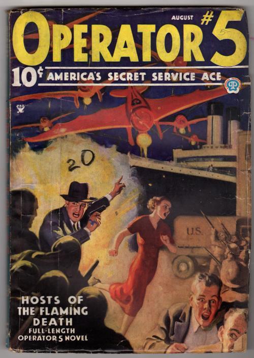 Operator #5 Aug 1935 "Hosts of the Flaming Death"; Howitt Cover