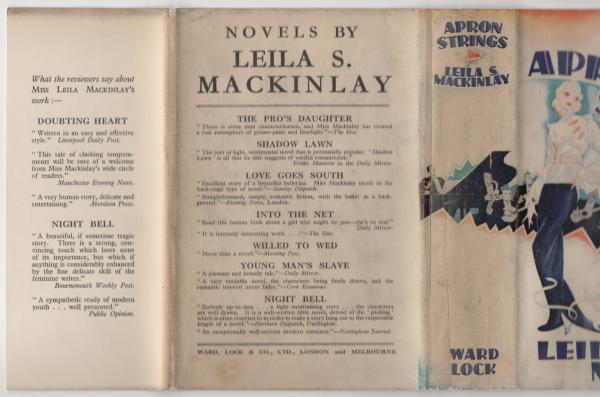 Apron Strings by Leila S. Mackinlay (First Edition) Rare DJ Publisher's Copy