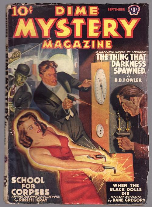 Dime Mystery Sep 1939 Electrocution Cvr, Stewart Sterling - Pulp