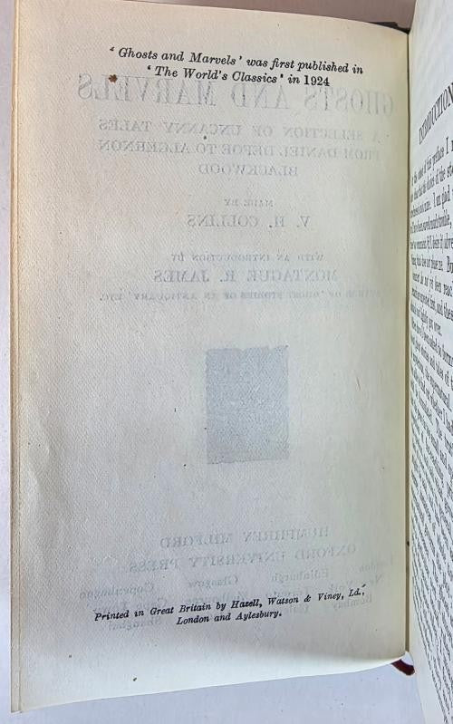 Ghosts and Marvels by V.H. Collins (First Edition) Scarce