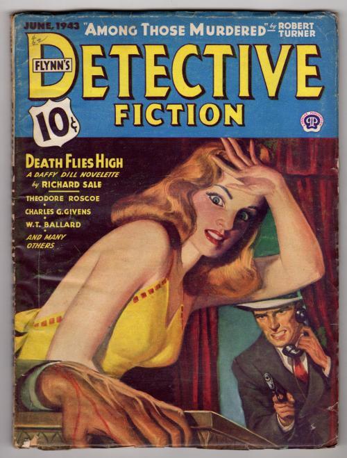 Flynn's Detective Fiction Jun 1943 Good Girl Art w/ Bloody Hand cvr- Pulp