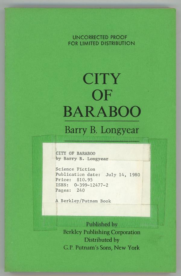City of Baraboo by Barry B. Longyear  (First Edition)- High Grade