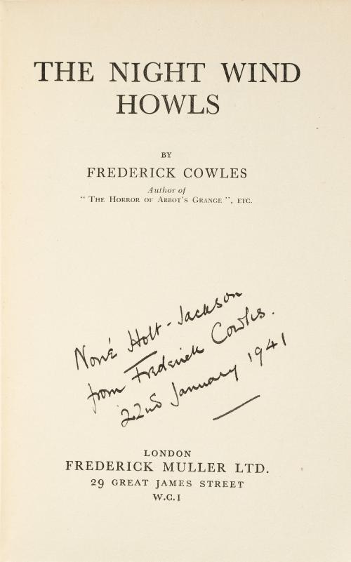 The Night Wind Howls by Frederick Cowles (First Edition) Signed