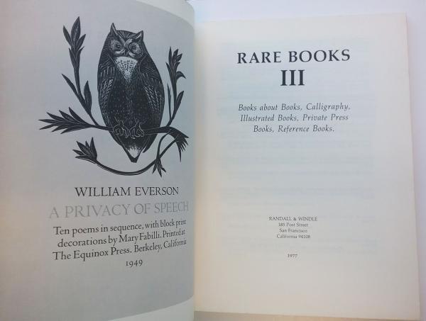 Rare Books III (Catalogue)