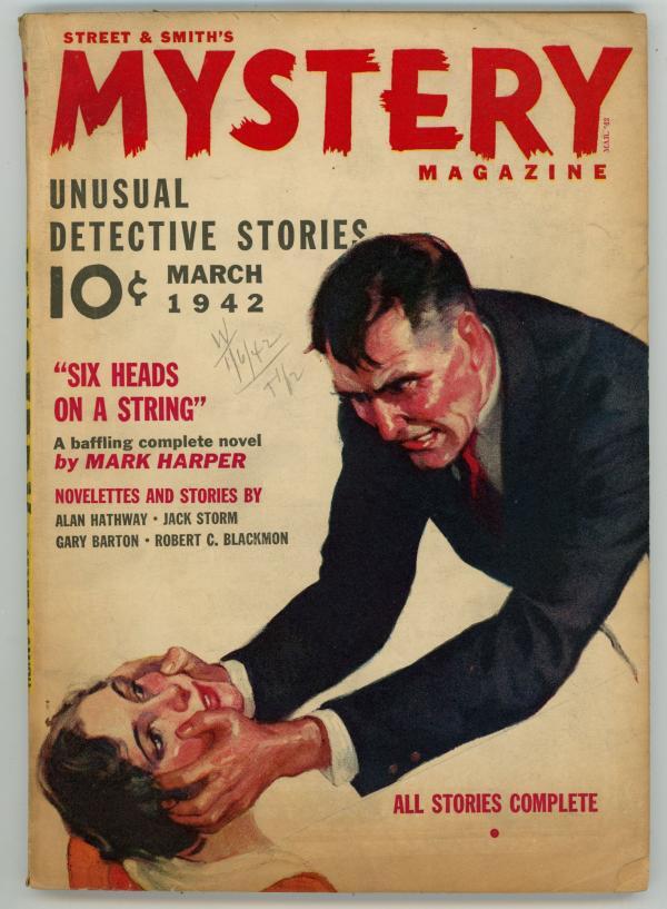 Mystery Magazine Mar 1942 Mark Harper "Six Heads on a String" Pulp