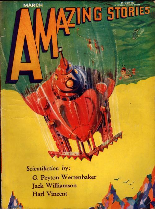 Amazing Stories Mar 1930 Morey Cvr; Williamson "The Green Girl" Pulp
