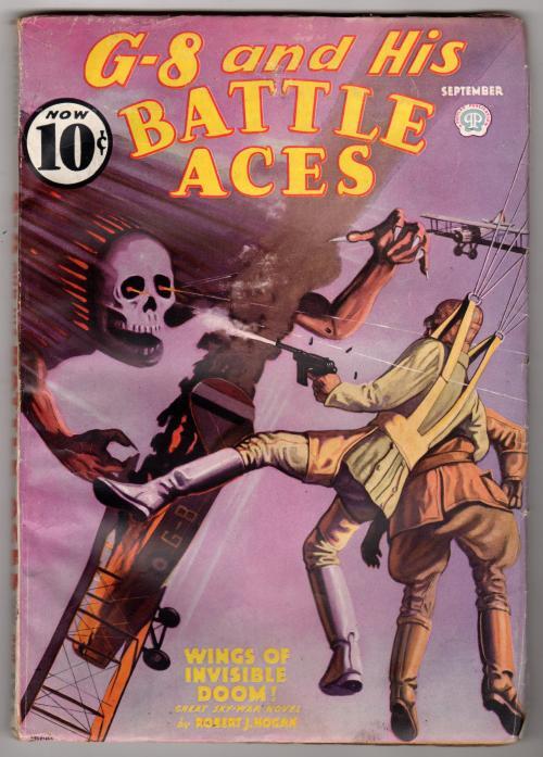 G-8 Battle Aces Sep 1936 Pulp Blakeslee Skull Cover - Pulp