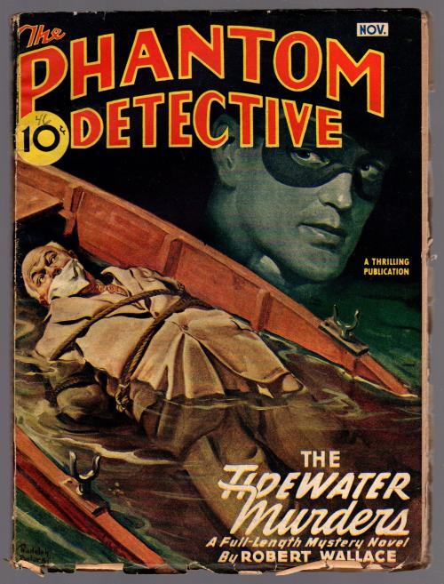 Phantom Detective Nov 1946 Belarski male bondage cover; Ray Cummings