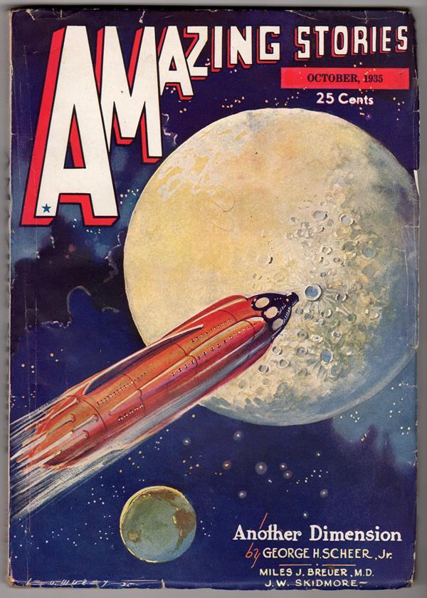 Amazing Stories Oct 1935 Rocketship cover