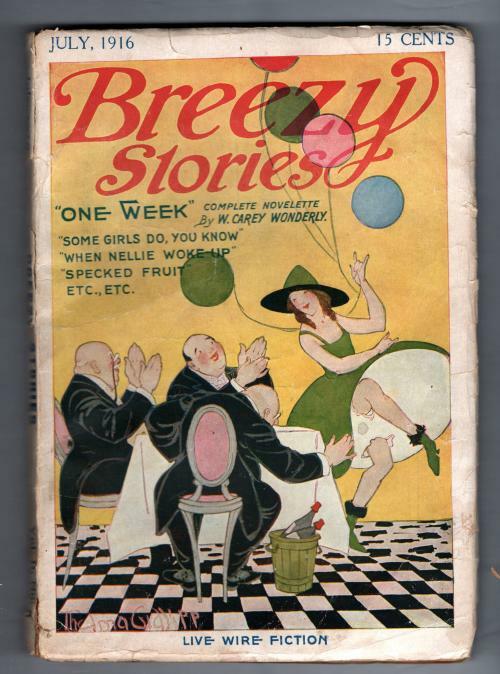 Breezy Stories Jul 1916 Pulp Cudlipp Cvr, "One Week" W. Carey Wonderly