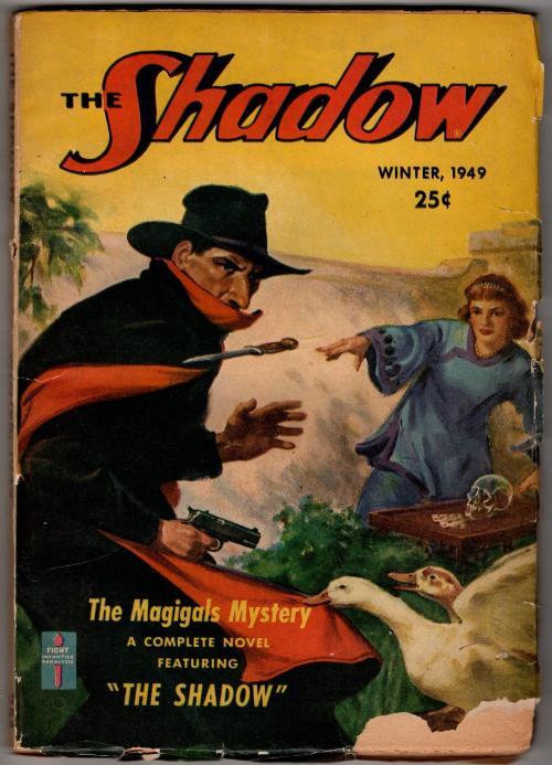The Shadow Winter 1949 Scarce issue; Rozen knifethrow at Shadow Cvr;