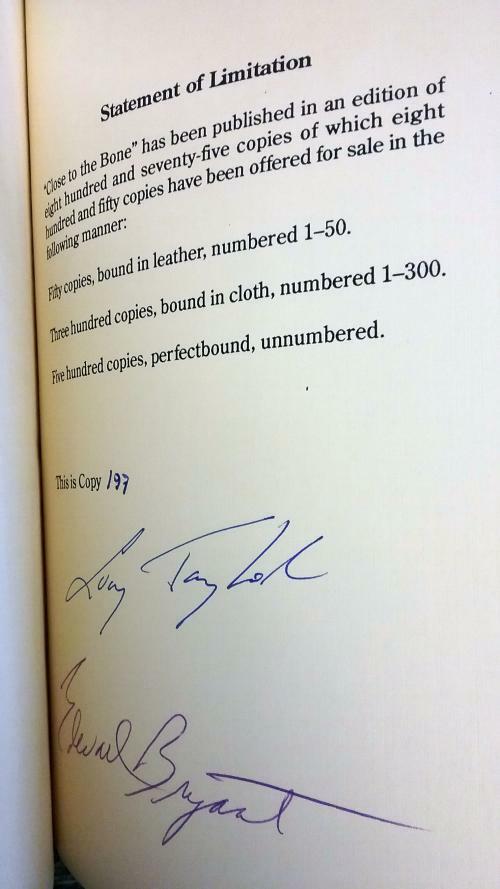 Close to the Bone by Lucy Taylor (First Edition) Limited Signed