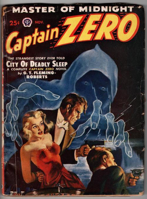 Captain Zero Nov 1949 #1 GGA bondage cover w/hooded specter