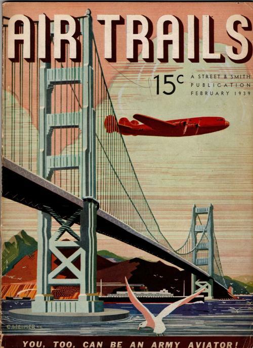 Air Trails Feb 1939 Pulp San Francisco Aviation Cover Art