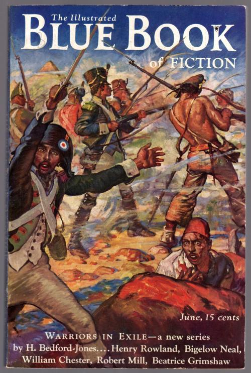 Blue Book Jun 1937 Battle Cvr; Chester Kioga story; H. Bedford-Jones
