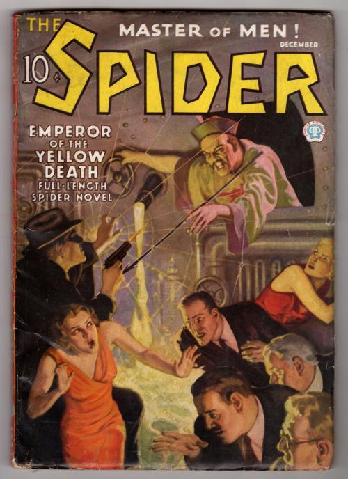 The Spider Dec 1935 John Howitt Cvr Asian menace - Pulp - High Grade