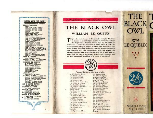 The Black Owl by Wm. Le Queux (Hubin Listed) Abbey Cvr, Ward File Copy
