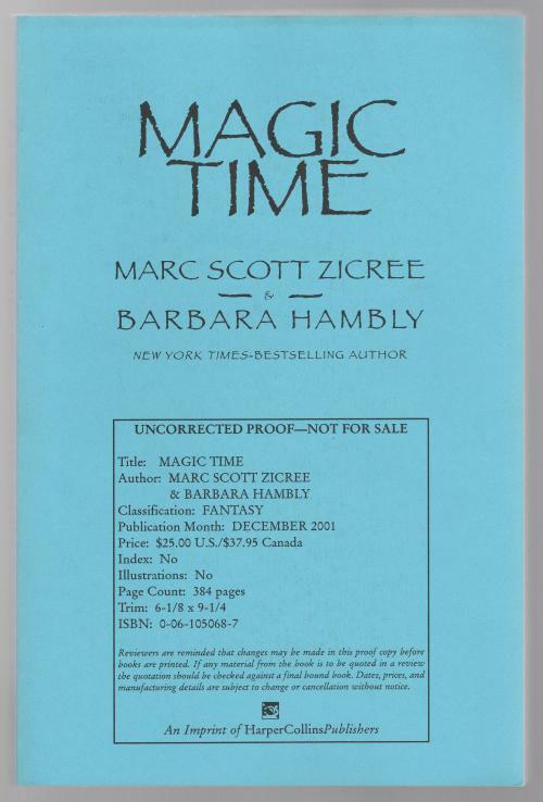 Magic Time by Marc Scott Zicree Barbara Hambley (First Printing) Proofs