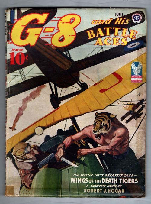G-8 Battle Aces Jun 1944 Frederick Blakeslee Cvr: G-8 vs. tiger-headed muscleman