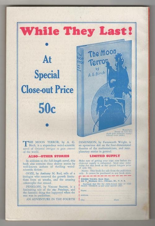 Weird Tales May 1937 Brundage Cvr; H.P. Lovecraft; Jack Williamson
