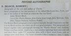 Alfred Hitchcock's 1960 PSYCHO Film AUTHOR & CAST AUTOGRAPHS "Psycho House"