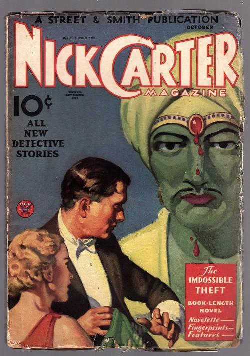 Nick Carter Oct 1934 Genie Cvr Art, Nick Carter, Harrison Keith - Pulp