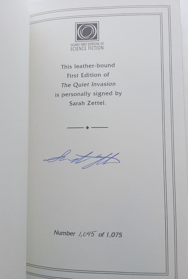 The Quiet Invasion by Sarah Zeitel (First Edition) Easton Press LTD Signed