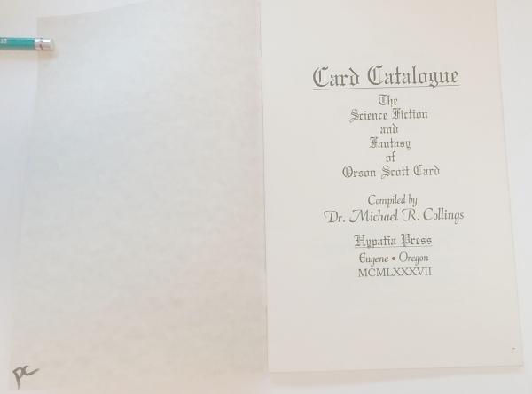 Cardography by Orson Scott Card 1st Edition Signed LTD "PC" Anne McCaffrey's ...