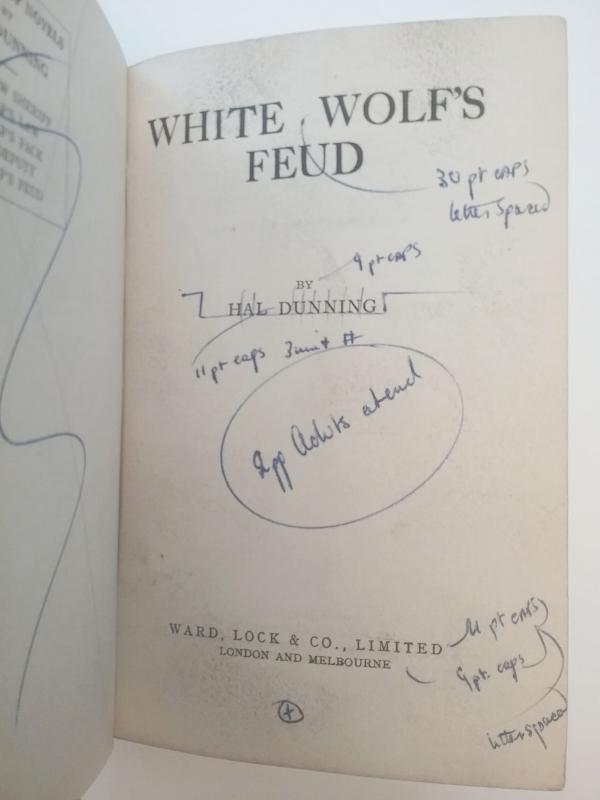 White Wolf's Feud by Hall Dunning (First UK Edition) Publisher's Copy