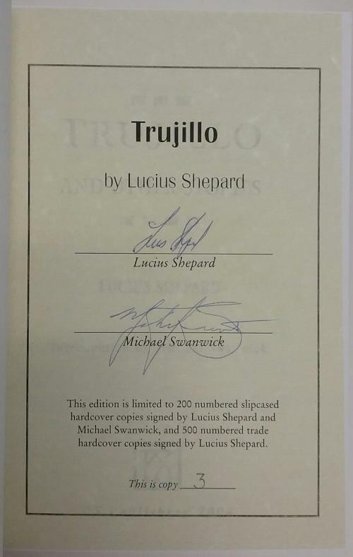Trujillo by Lucius Shepard (Limited First Edition) Signed Copy #3/200