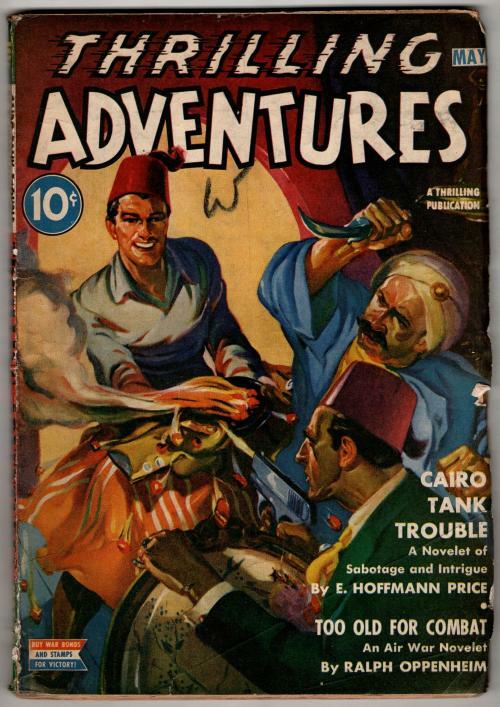 Thrilling Adventures May 1943 Pulp Restaurant Attack Cvr; E. Hoffman Price