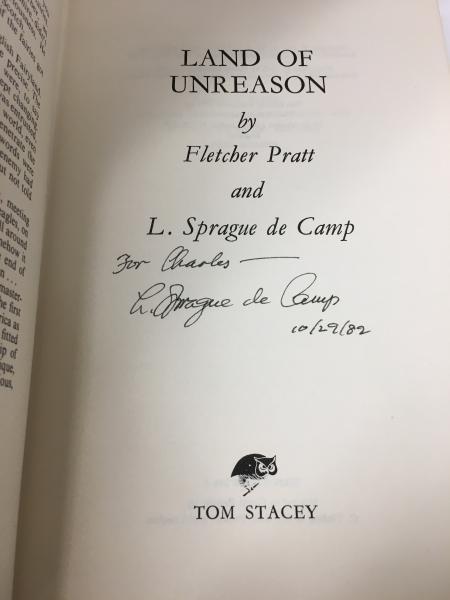 Land of Unreason by Fletcher Pratt & L. Sprague de Camp (First U.K. ed.) Signed