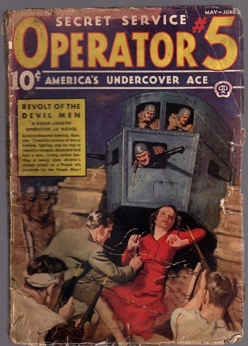 Operator #5 May-Jun 1938 Wild Barb-Wire Cover - Pulp