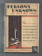 Persons Unknown by Philip MacDonald (First Edition)