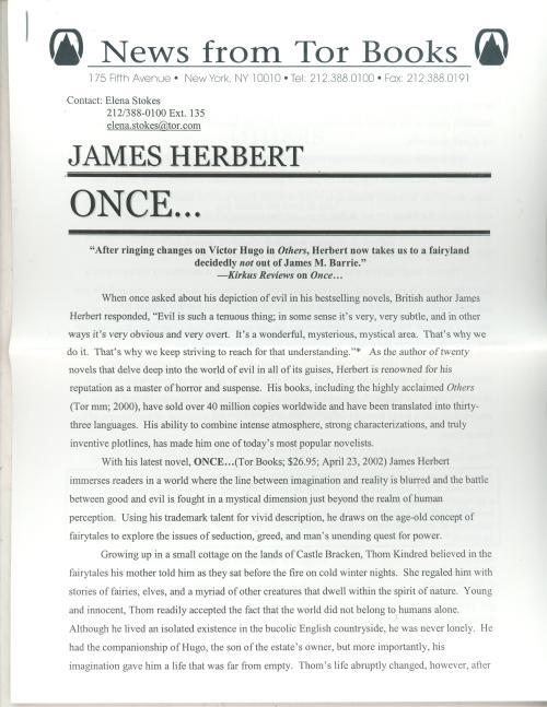 Once by James Herbert (First Edition)