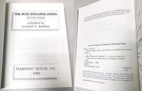 The Pulp Magazine Index: 1- 3 Series (1989 -1990) 5 Vols by Leonard A. Robbins
