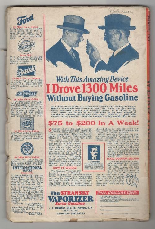 Weird Tales Mar 1927 HP Lovecraft "The White Ship"; Quinn; Hamilton