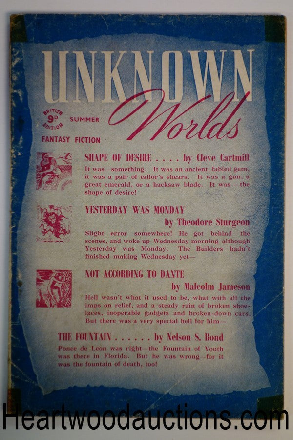 Unknown Worlds (British) Summer 1947 Fritz Lieber, Jr., Theodore Sturgeon