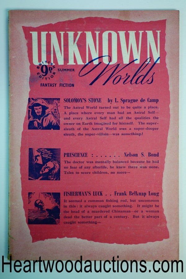 Unknown Worlds (British) Summer 1949 L. Sprague de Camp, Frank Belknap Long