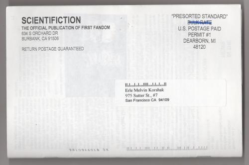 ScientiFiction 2001 Summer & Fall First Fandom Sci-fi Fanzine (1st) Korshak's
