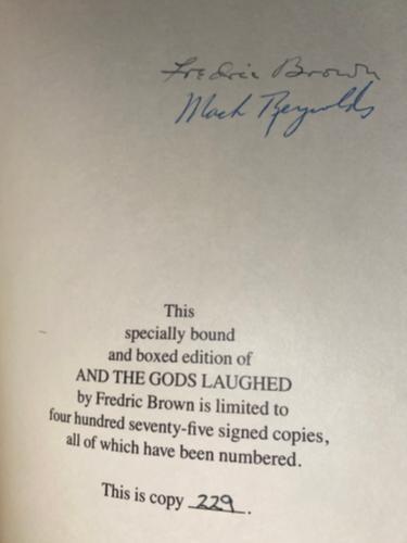 And the Gods Laughed by Fredric Brown (First, Limited) Signed