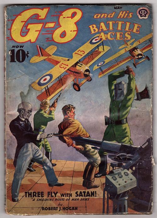 G-8 Battle Aces May 1939 Male bondage Cvr; Three Fly with Satan - Pulp