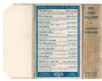 His One Talent by Harold Bindloss (First Edition) File Copy