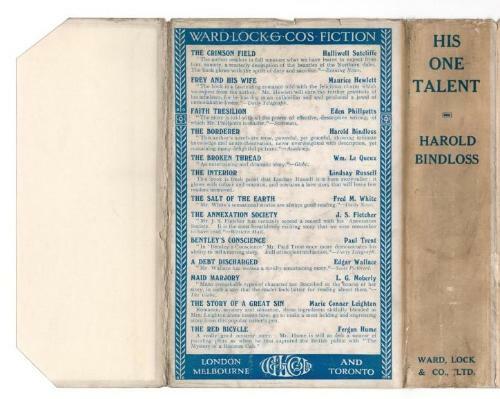 His One Talent by Harold Bindloss (First Edition) File Copy